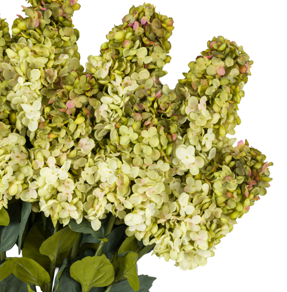 Vintage Green Faux Cone Hydrangea Stems – Bouquet of 12