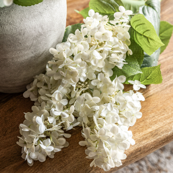 Vintage Ivory Faux Cone Hydrangea Stems – Bouquet of 12