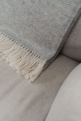 PALE GREY FISHBONE THROW