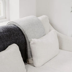 PALE GREY FISHBONE THROW
