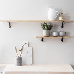 OAK SHELF WITH CAST IRON BRACKETS