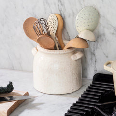 Crackle glazed utensil pot