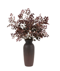 Burgundy Faux Eucalyptus Arrangement in Black Ceramic Vase
