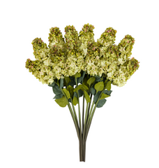 Vintage Green Faux Cone Hydrangea Stems – Bouquet of 12