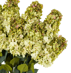 Vintage Green Faux Cone Hydrangea Stems – Bouquet of 12