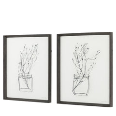 Botanical Sketch Framed Wall Art – Set of Two