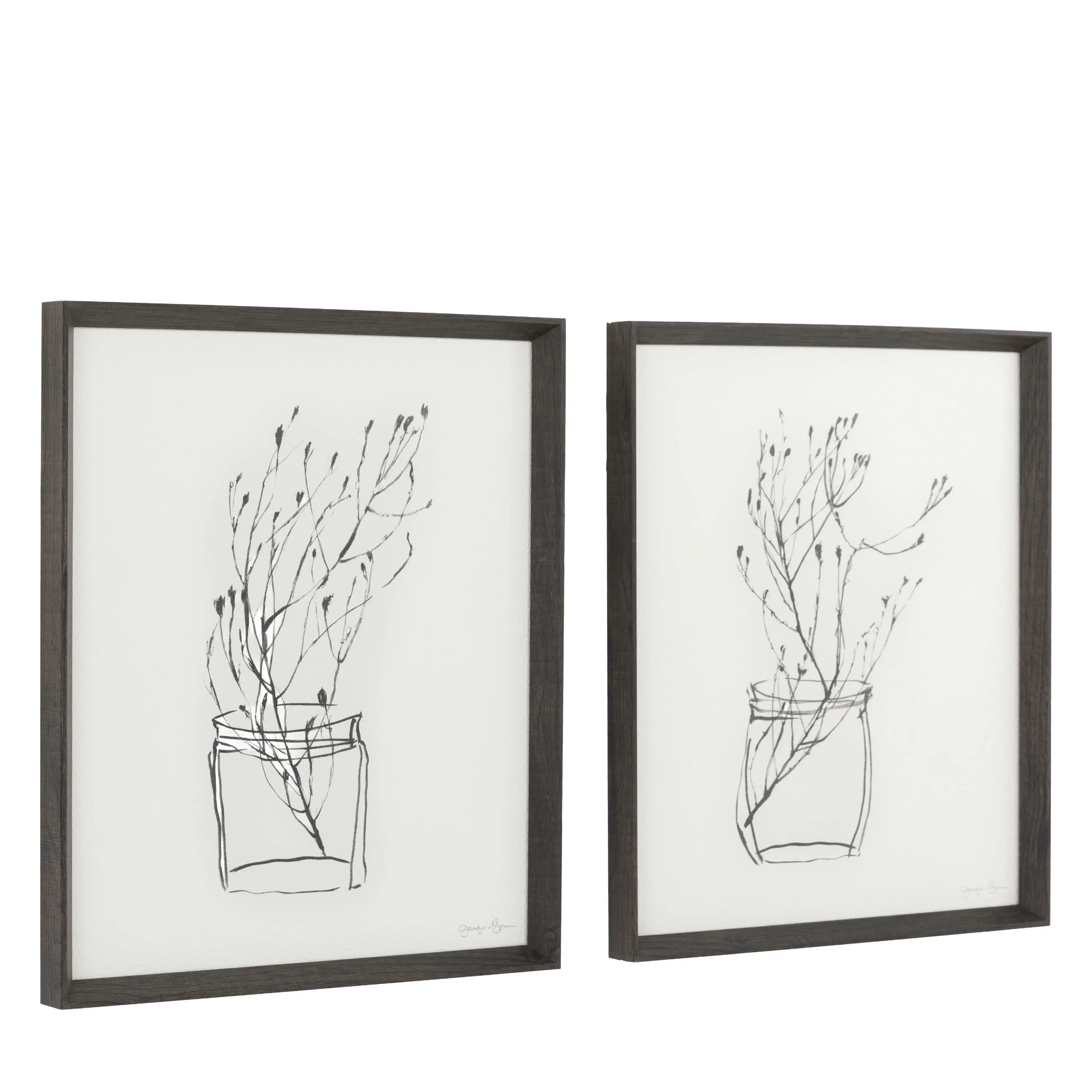 Botanical Sketch Framed Wall Art – Set of Two