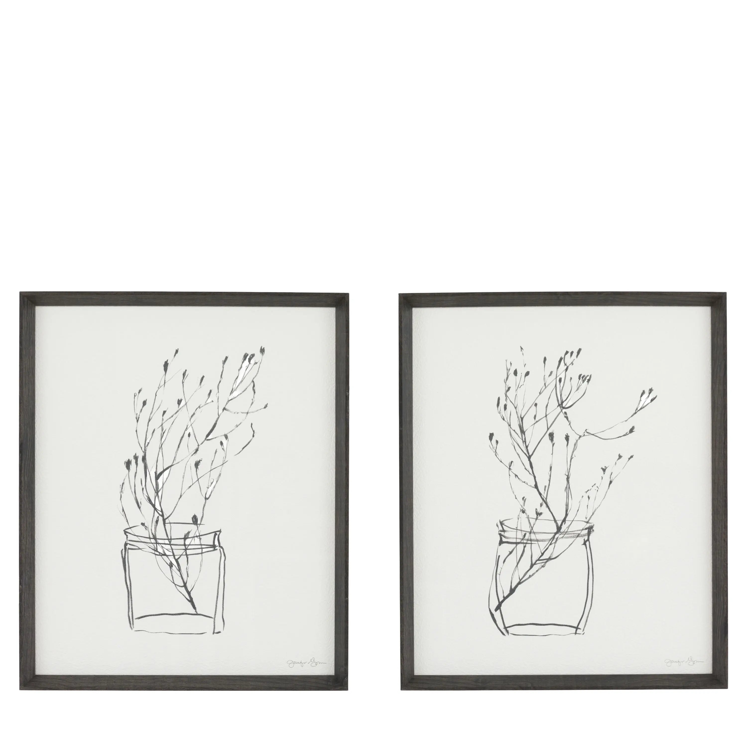 Botanical Sketch Framed Wall Art – Set of Two