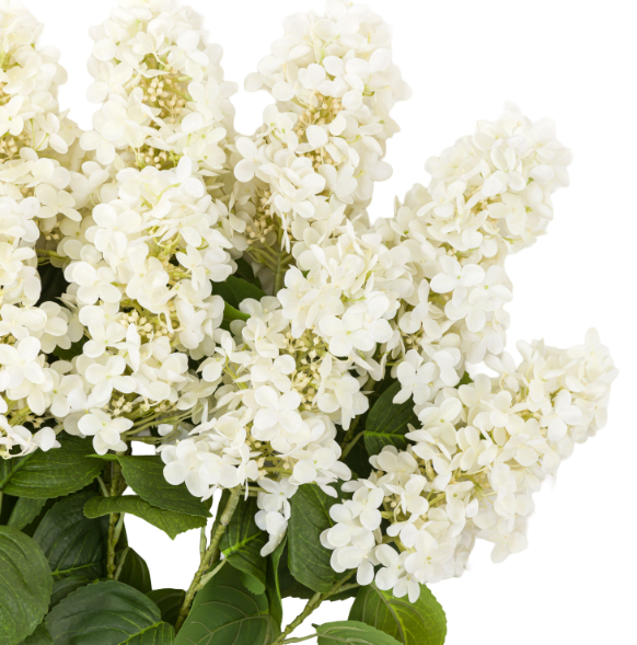 Vintage Ivory Faux Cone Hydrangea Stems – Bouquet of 12